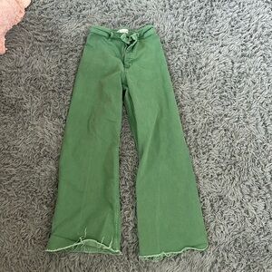 Size 4, green Zara wide leg jeans